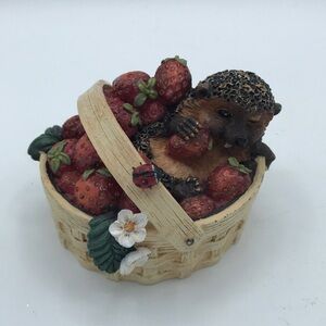 Innovation Bramble & Clover hedgehog in a basket of strawberries collectible